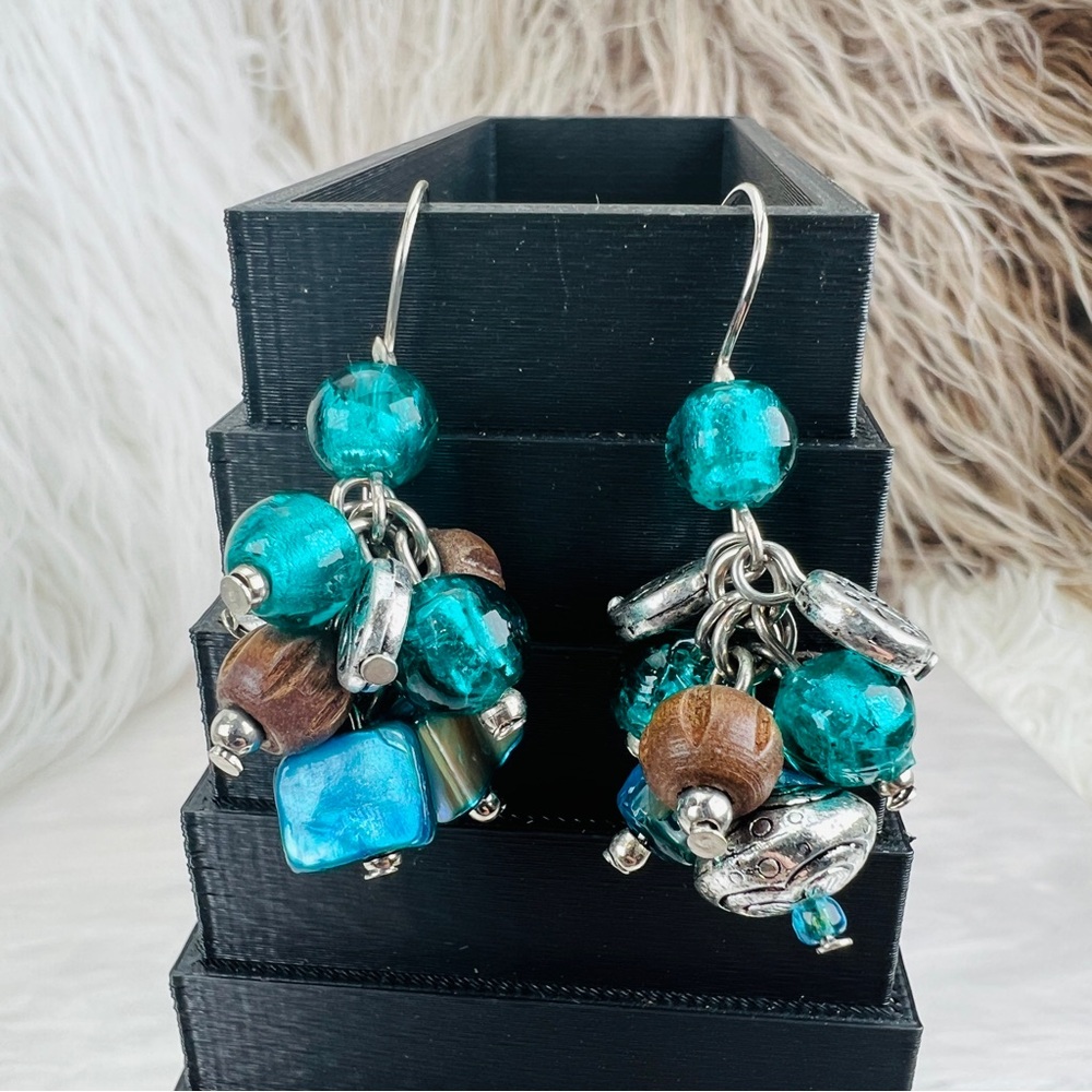 Beautiful, Silvertone, Multi Colored Bead Cluster… - image 4